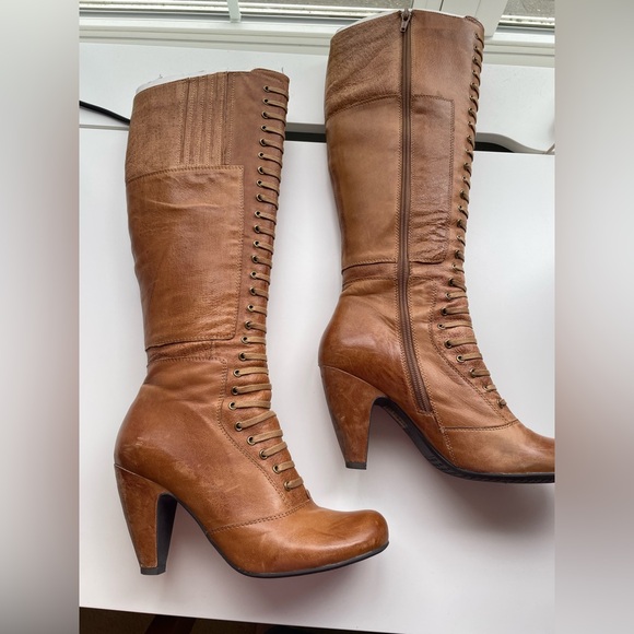 Miz Mooz Brown Leather Solis Knee-High Boots - Picture 2 of 5